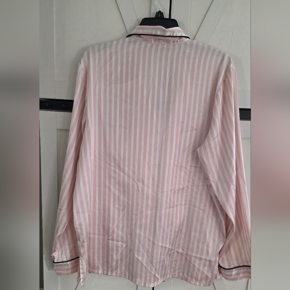 Striped Pink Button-Up Pajama Top - Picture 4 of 5